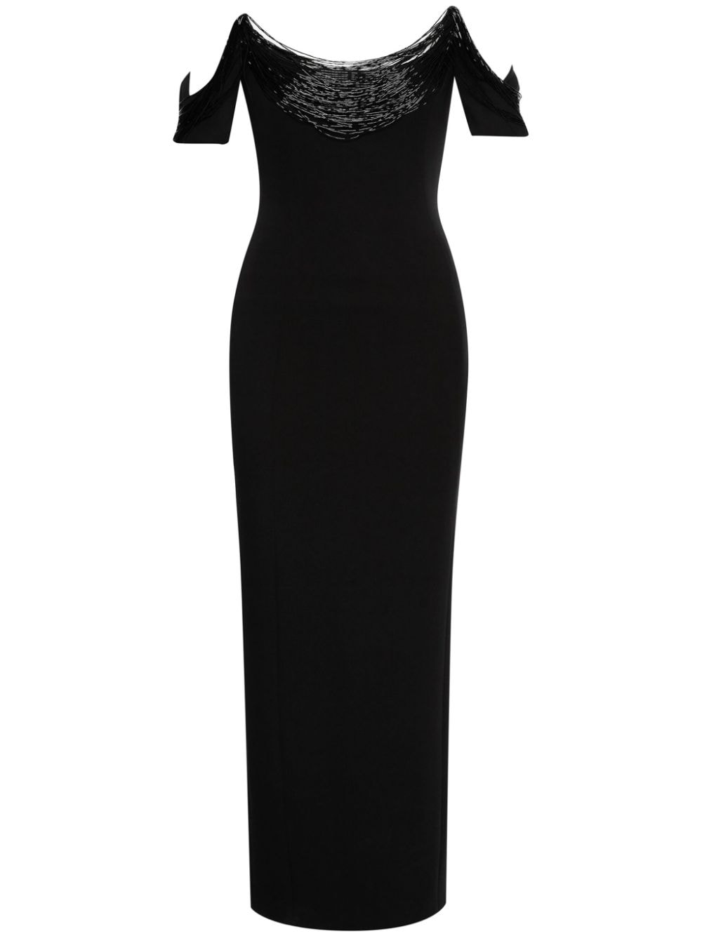 Oscar de la Renta bugle-bead draped pencil dress - Black von Oscar de la Renta