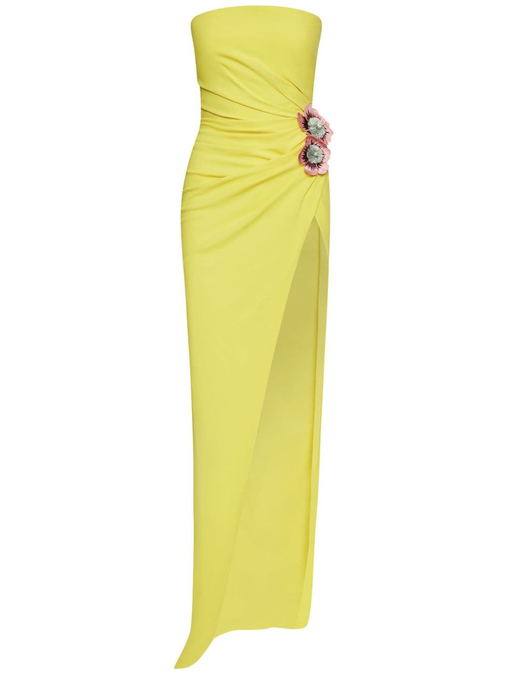 Oscar de la Renta floral-appliqué gown - Yellow von Oscar de la Renta