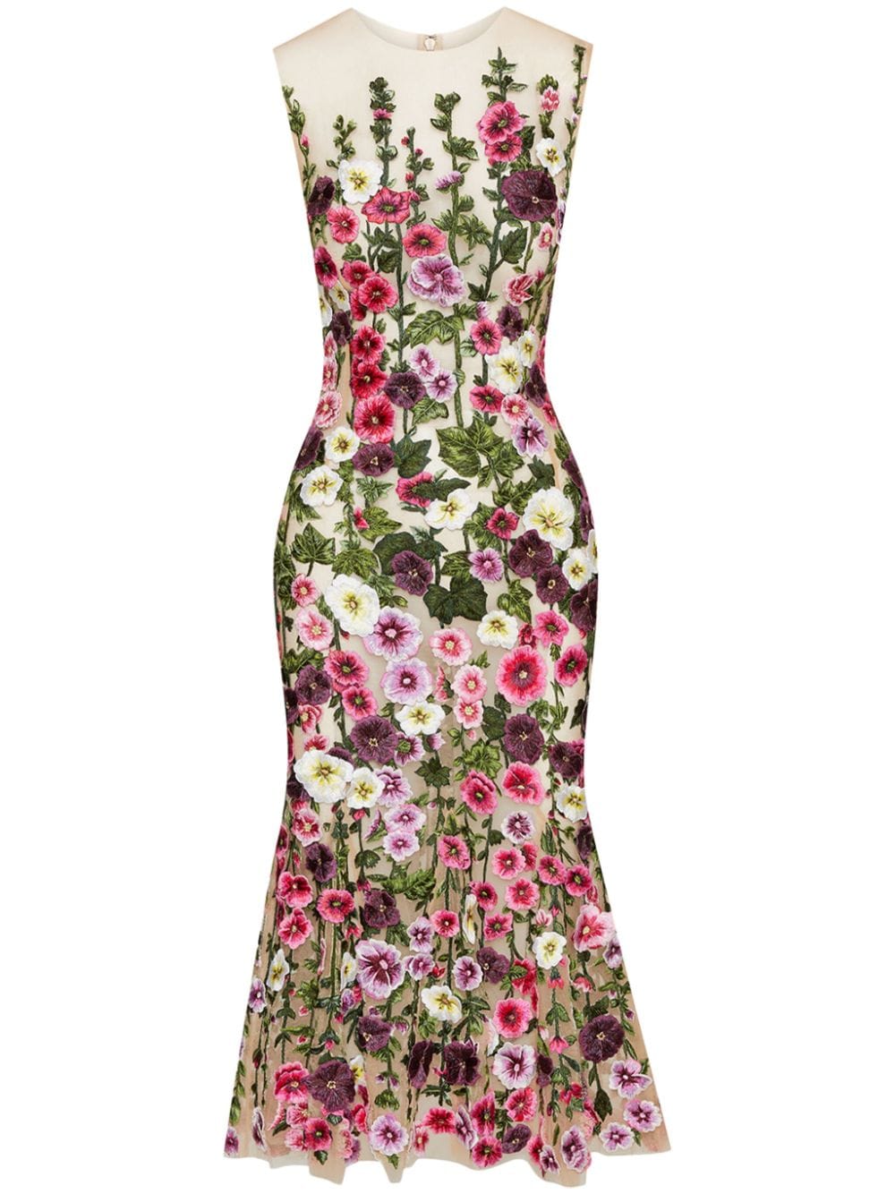 Oscar de la Renta floral-embroidery sleeveless dress - Green von Oscar de la Renta