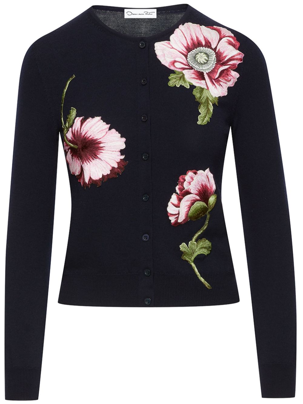 Oscar de la Renta floral instarsia knit cardigan - Blue von Oscar de la Renta