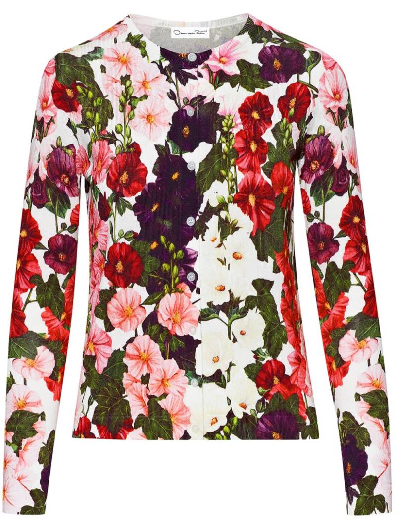 Oscar de la Renta Hollyhocks floral-print cardigan - Pink von Oscar de la Renta