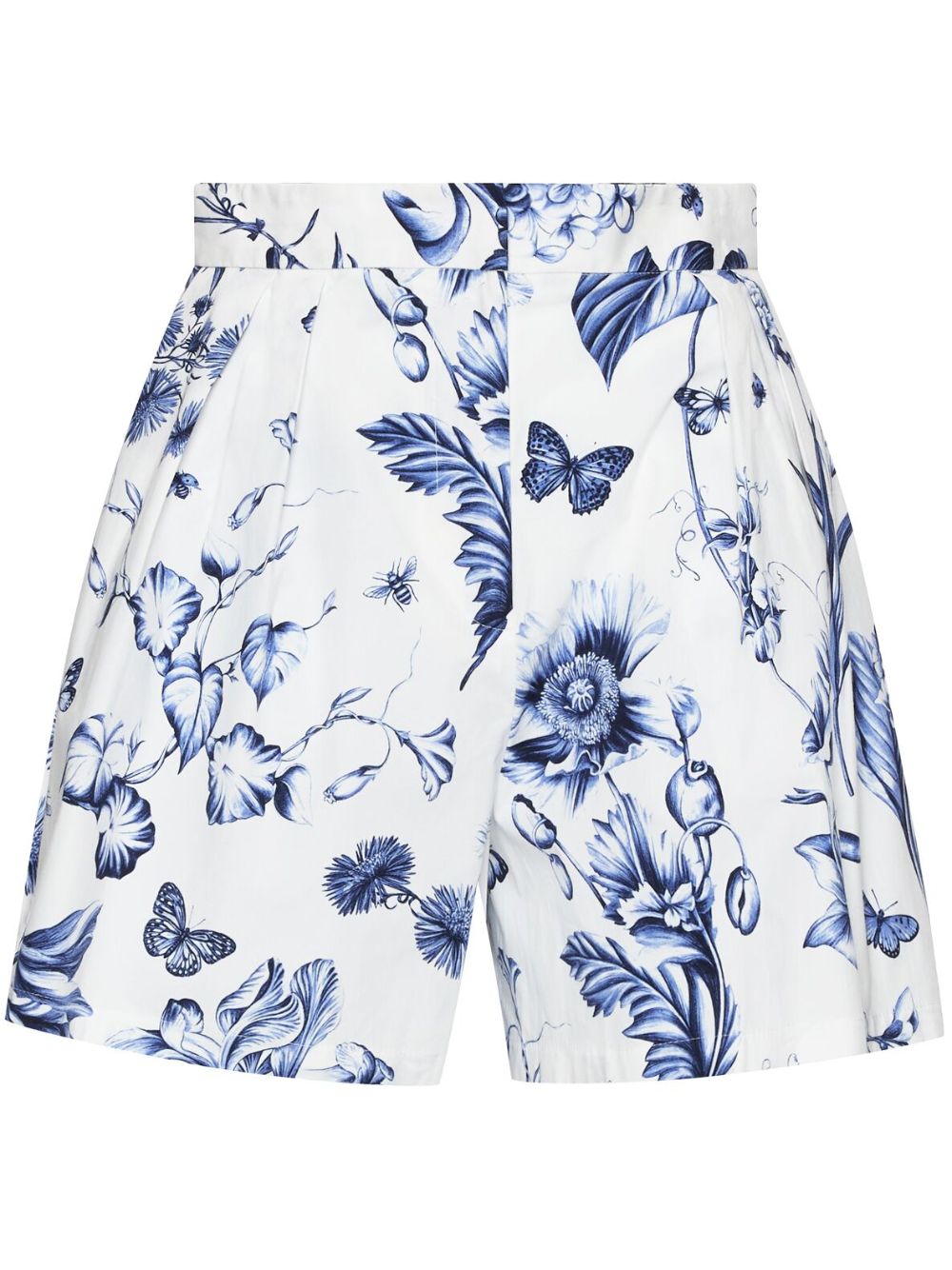 Oscar de la Renta floral-print high-waisted shorts - Blue von Oscar de la Renta