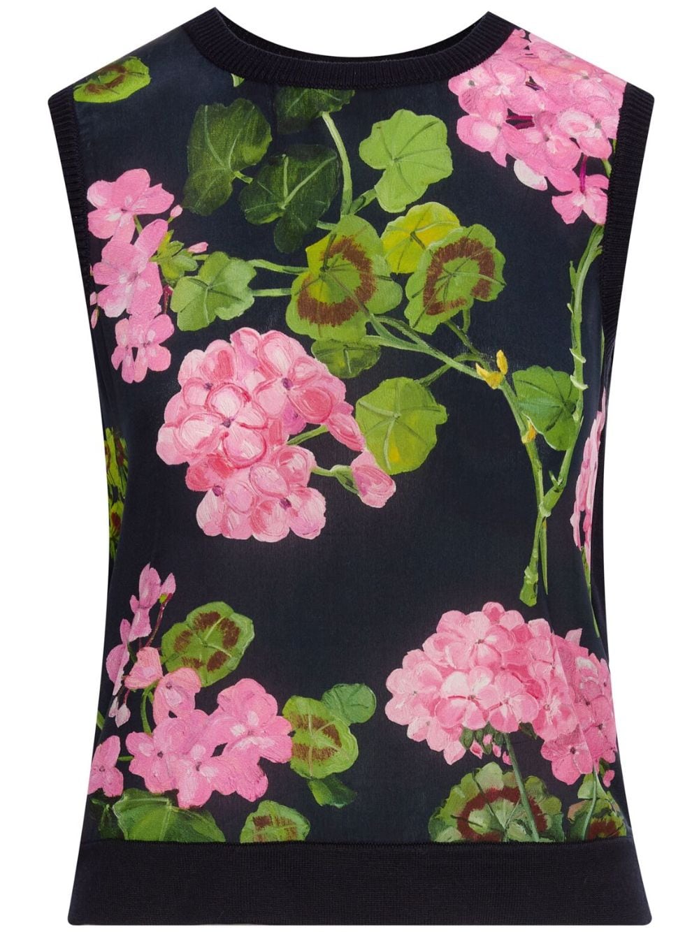 Oscar de la Renta geranium-print tank top - Blue von Oscar de la Renta