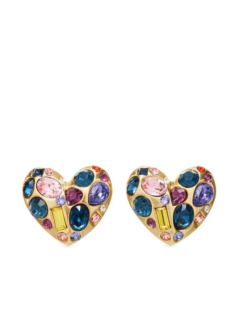 Oscar de la Renta gemstone heart clip-on earrings - Gold von Oscar de la Renta