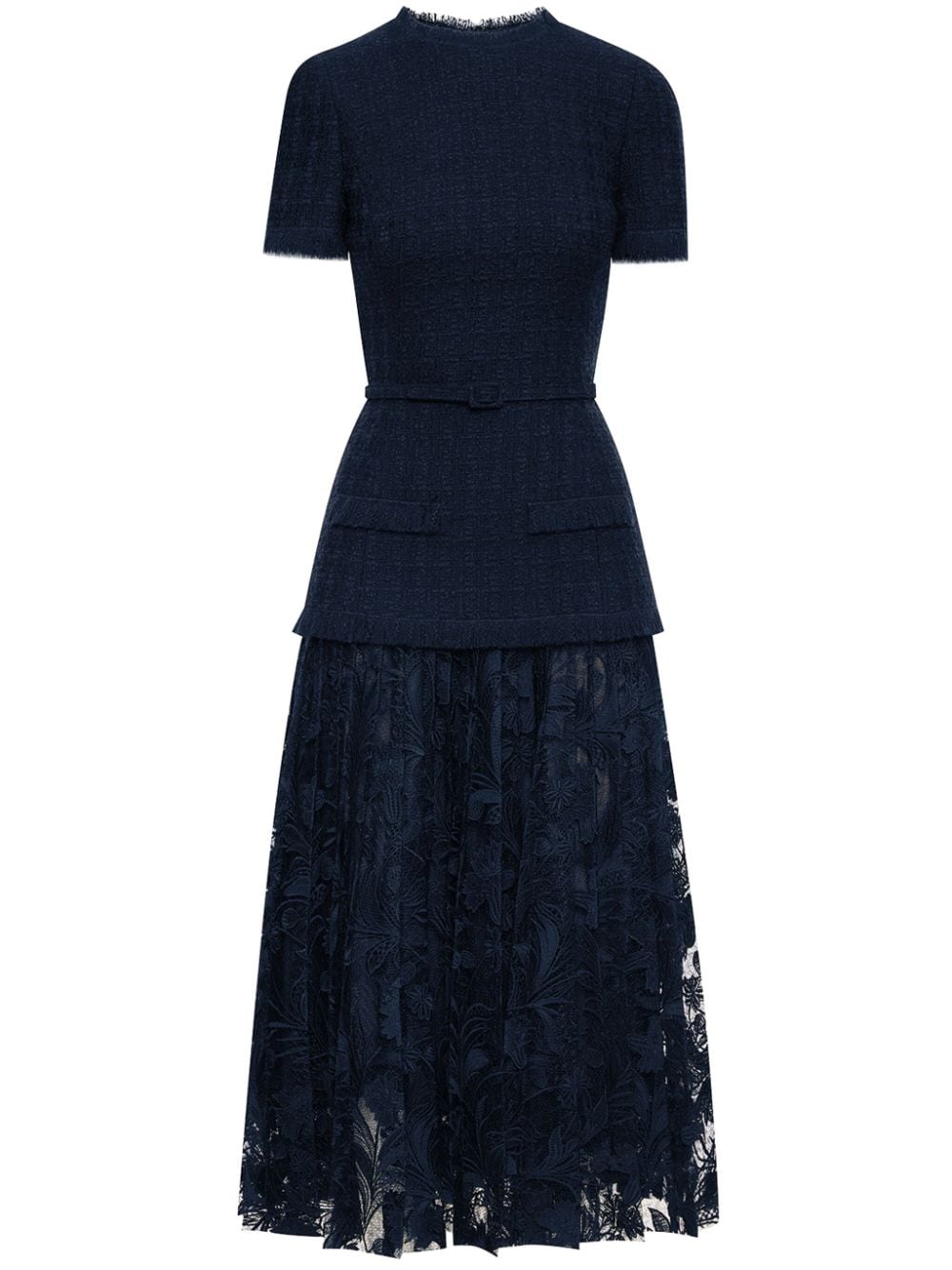 Oscar de la Renta guipure-lace tweed dress - Blue von Oscar de la Renta