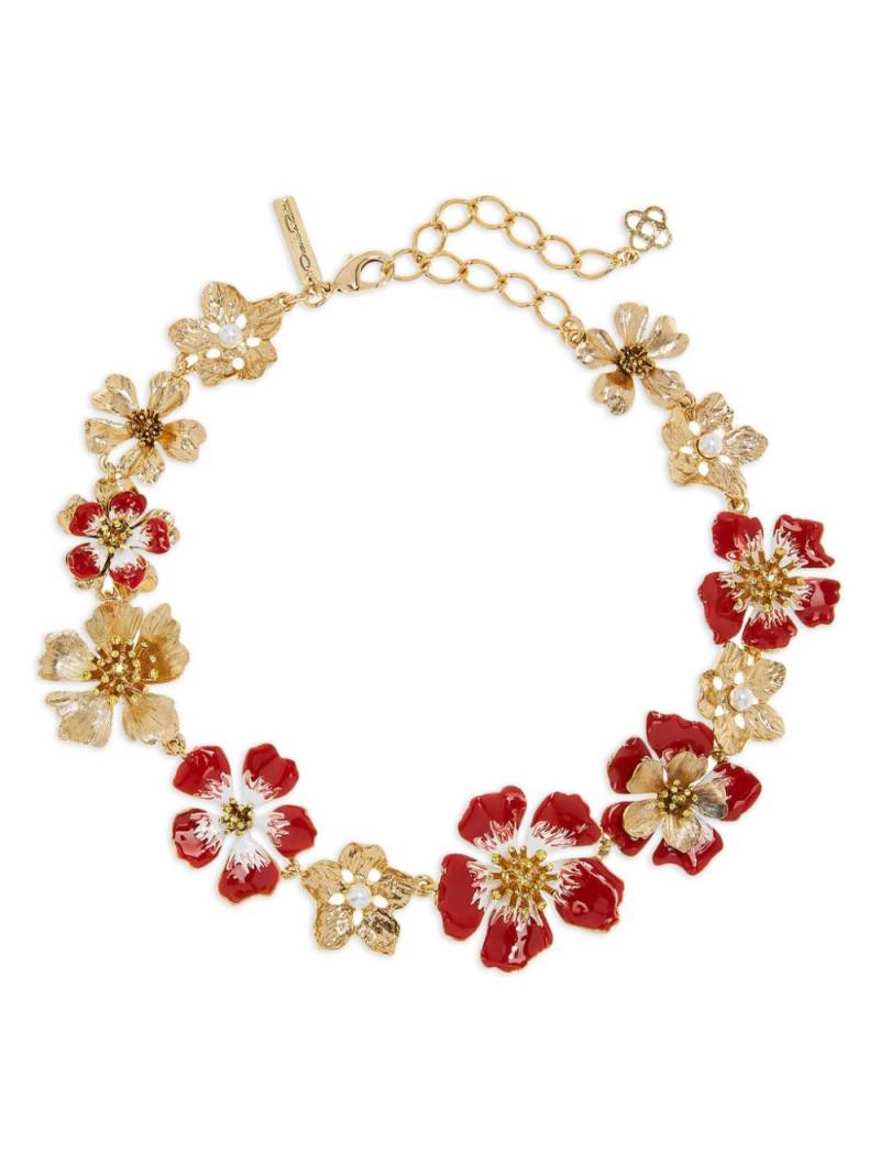 Oscar de la Renta hand-painted floral-motif necklace - Gold von Oscar de la Renta