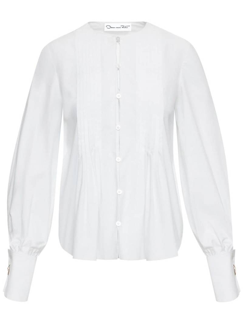 Oscar de la Renta pleat-detail cotton-blend shirt - White von Oscar de la Renta