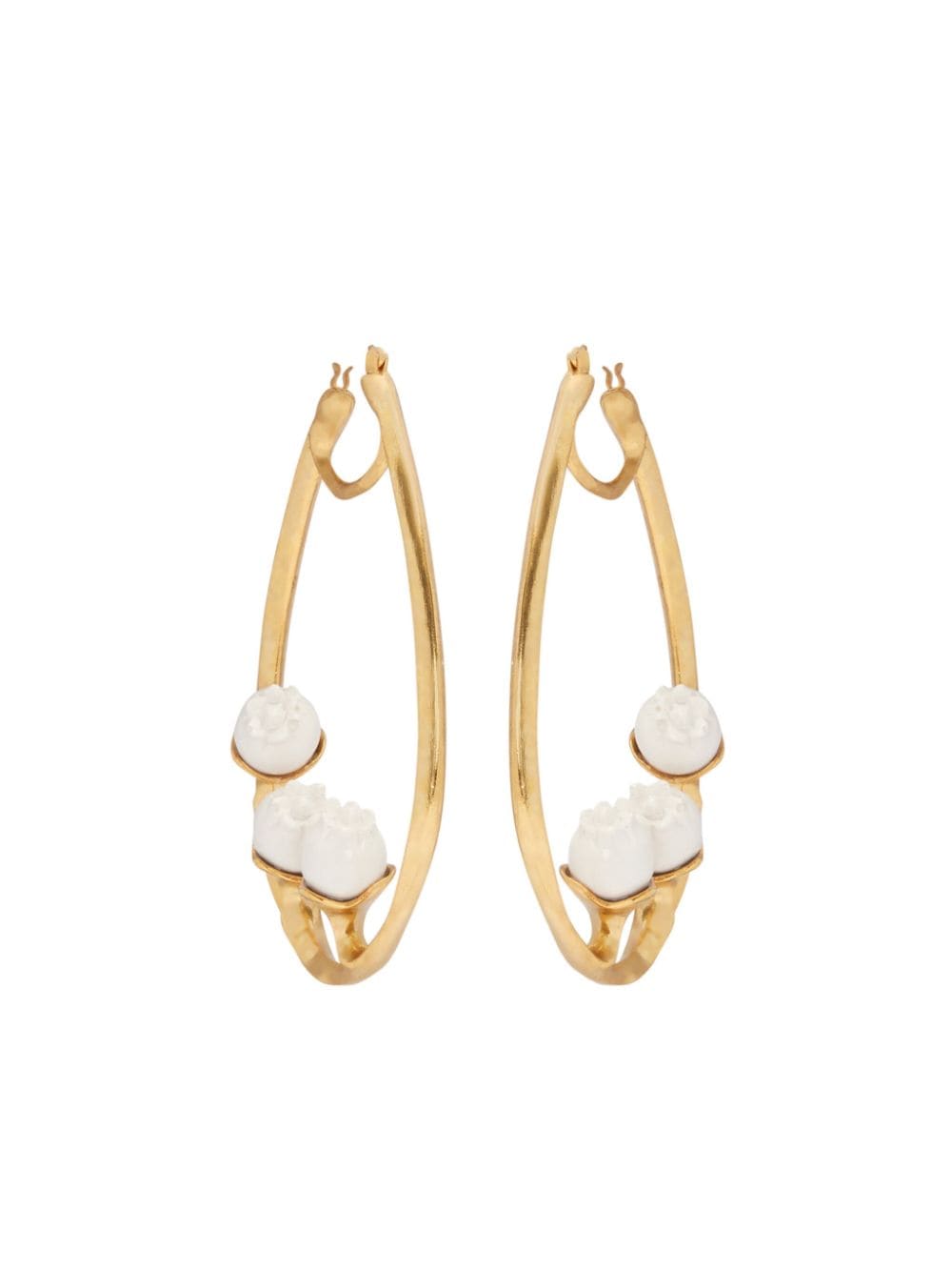 Oscar de la Renta resin-detail hoop earrings - White von Oscar de la Renta