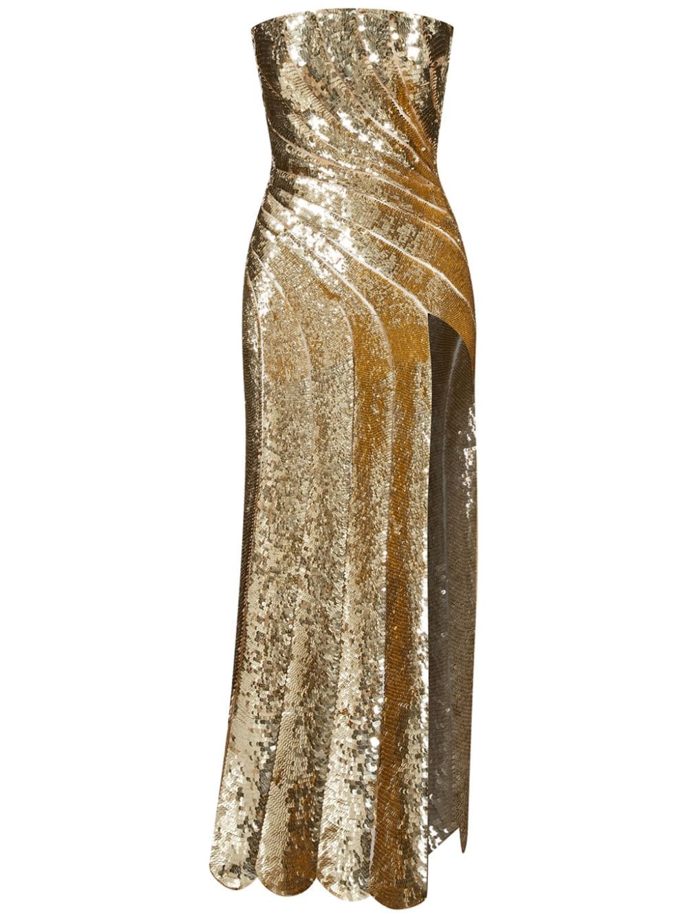 Oscar de la Renta sequinned wave midi dress - Gold von Oscar de la Renta