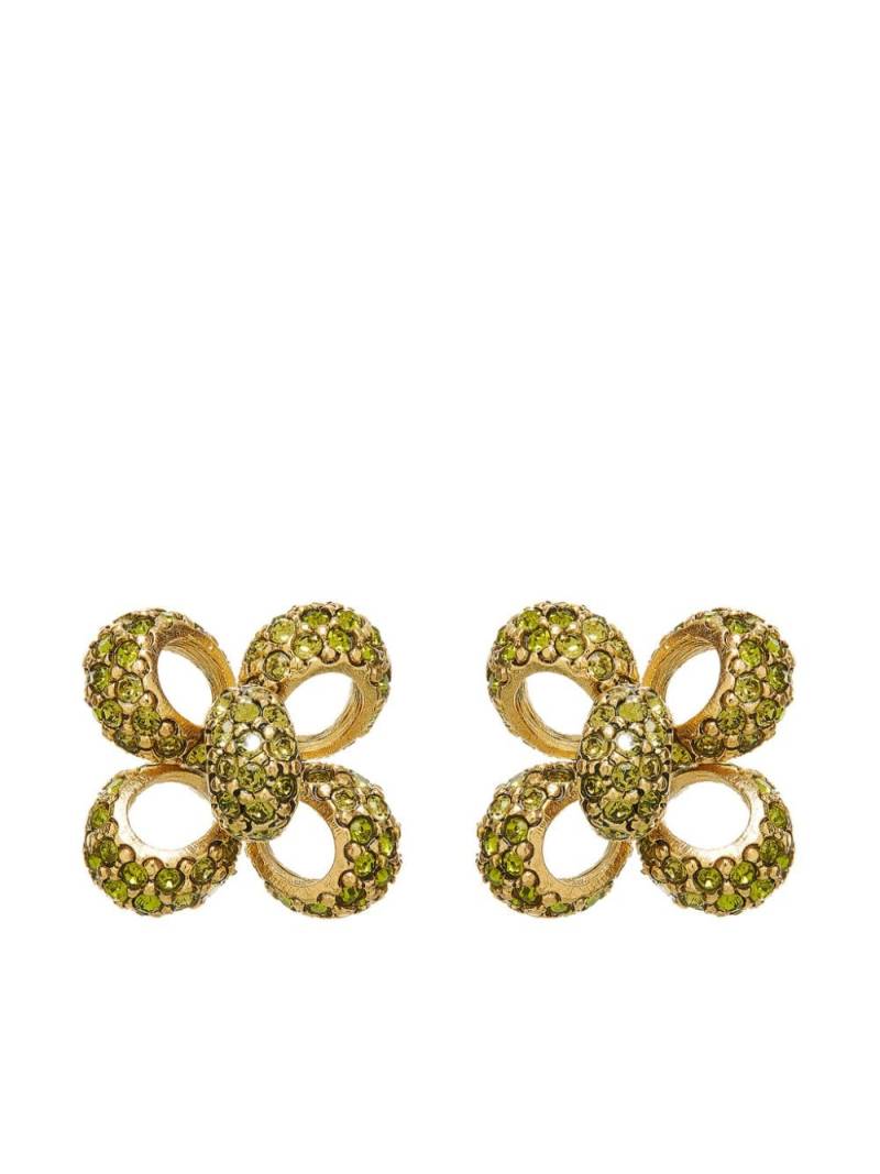 Oscar de la Renta small Clover crystal-embellished earrings - Gold von Oscar de la Renta
