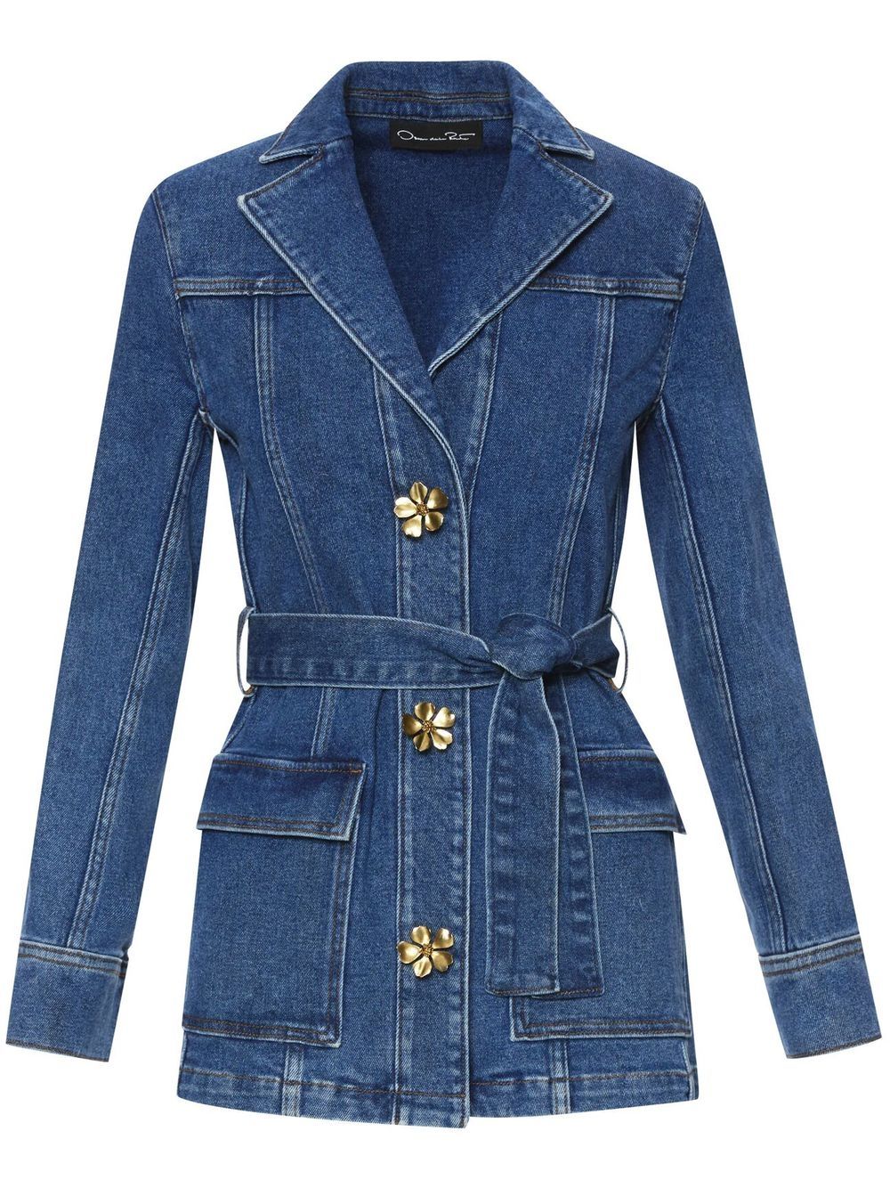 Oscar de la Renta tie-up denim jacket - Blue von Oscar de la Renta