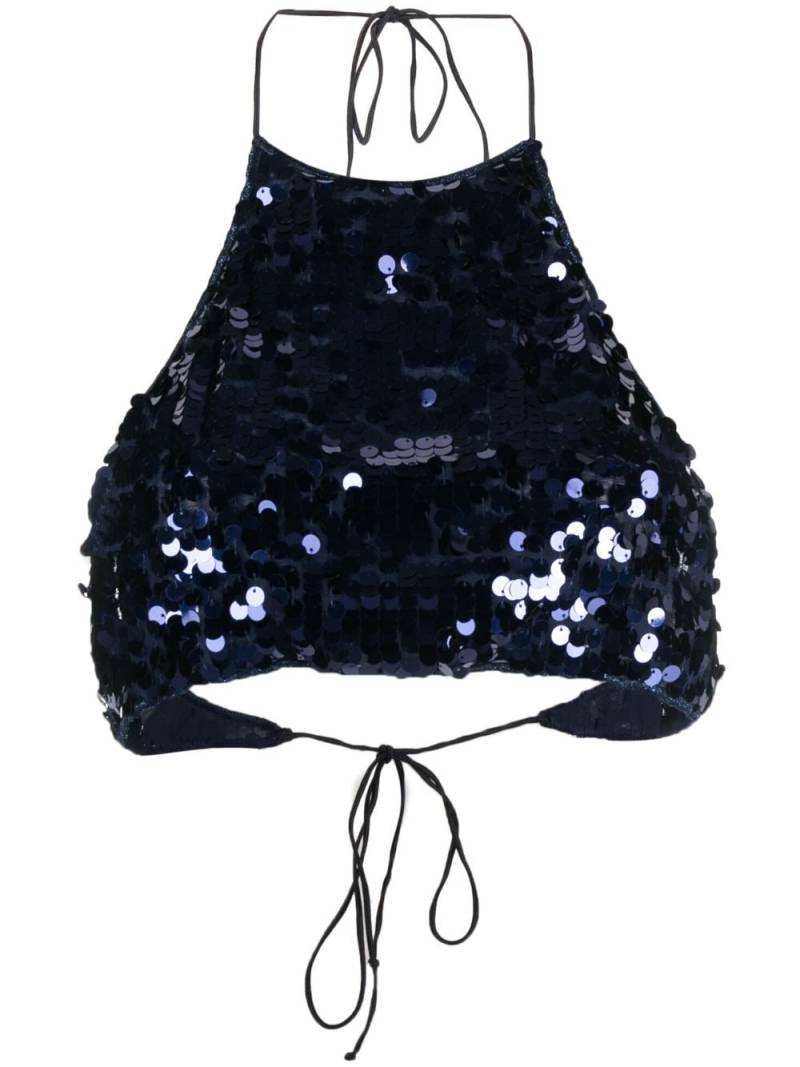 Oséree Night sequinned crop top - Blue von Oséree