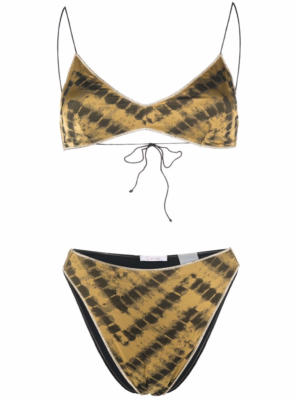 Oséree abstract-print tie-fastening bikini set - Neutrals von Oséree