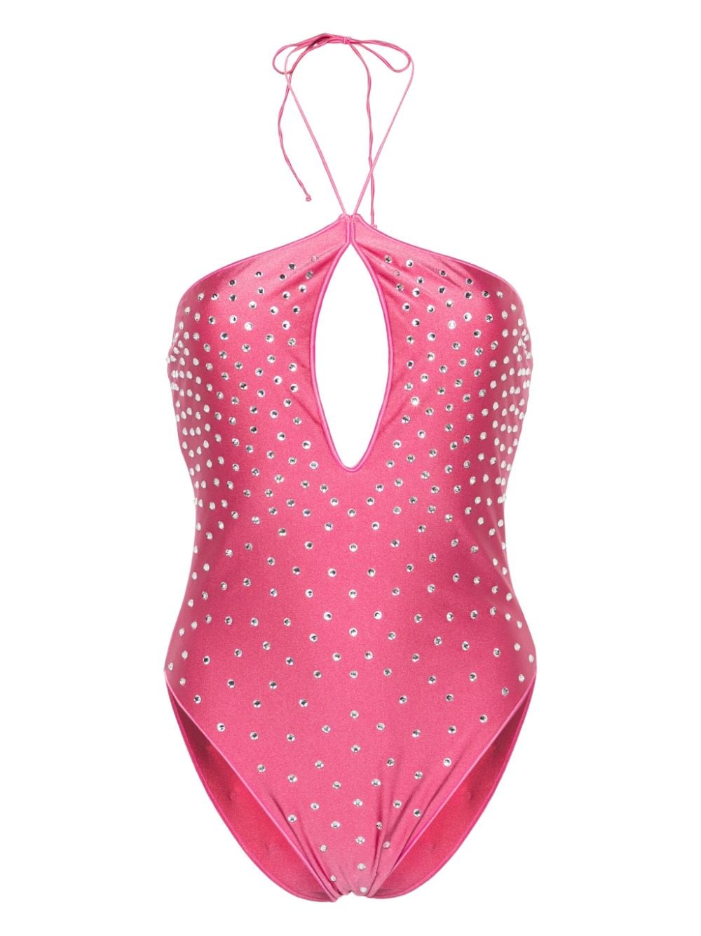 Oséree crystal-embellished halterneck swimsuit - Pink von Oséree