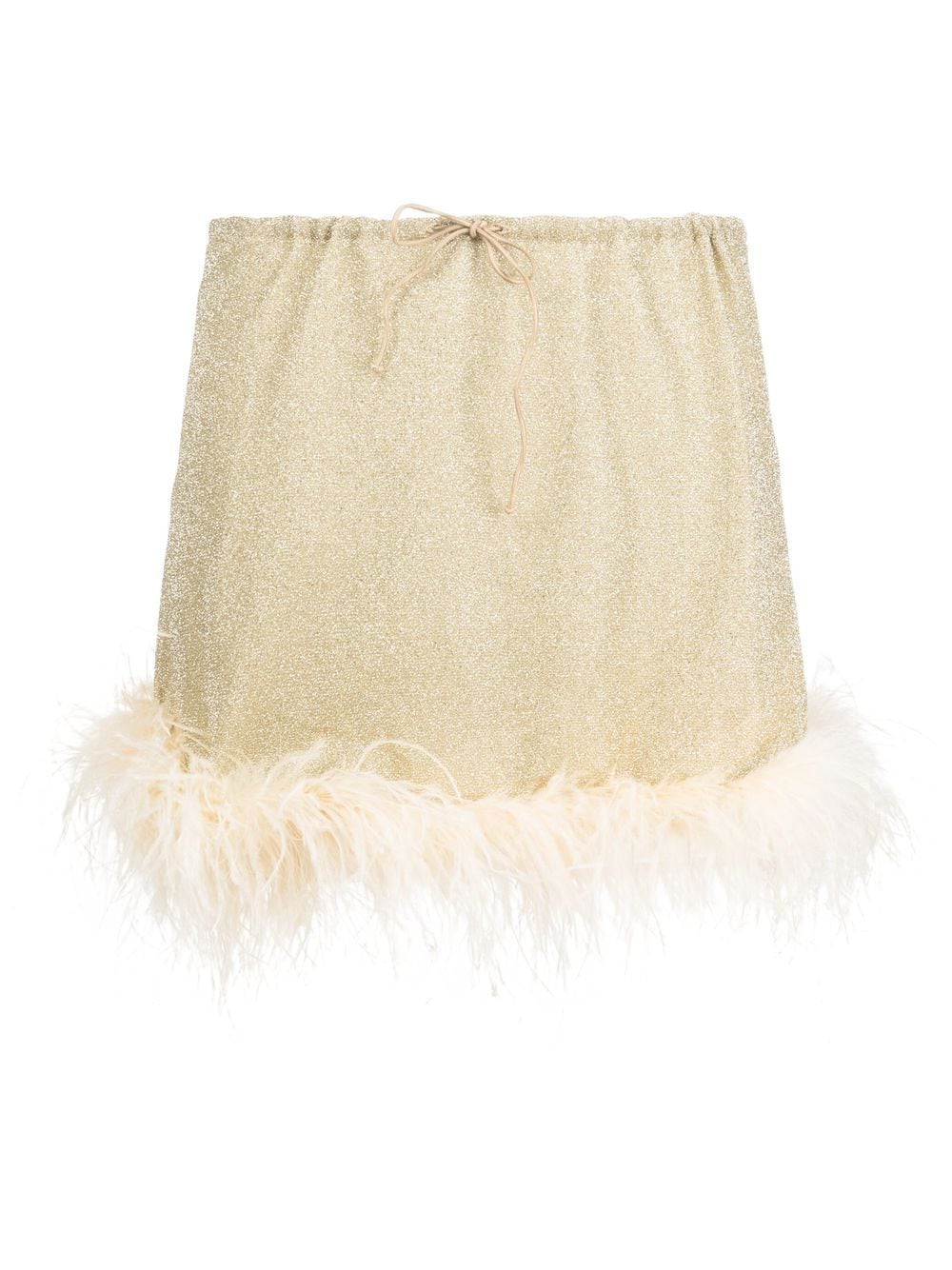 Oséree feather-trim fitted skirt - Gold