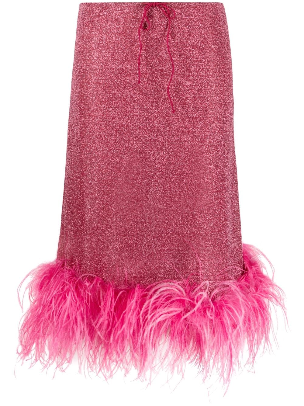 Oséree feather-trim midi skirt - Pink von Oséree