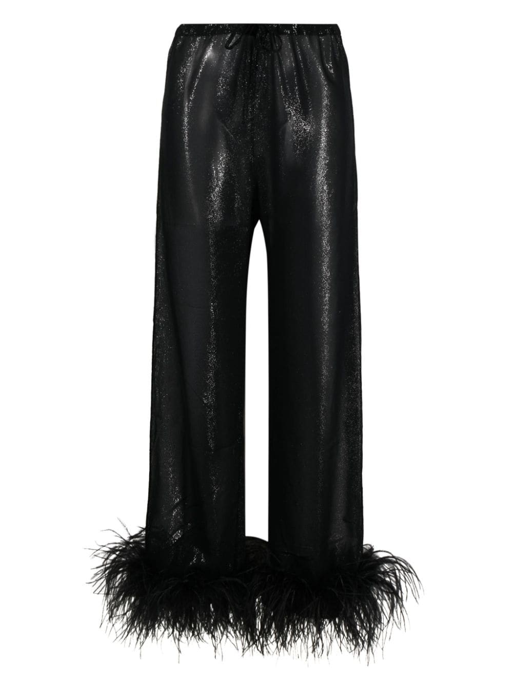 Oséree feather-trim pajama bottoms - Black von Oséree