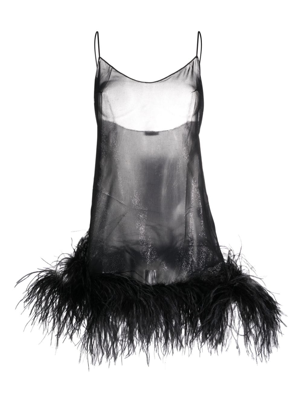 Oséree feather-trim sheer babydoll - Black von Oséree