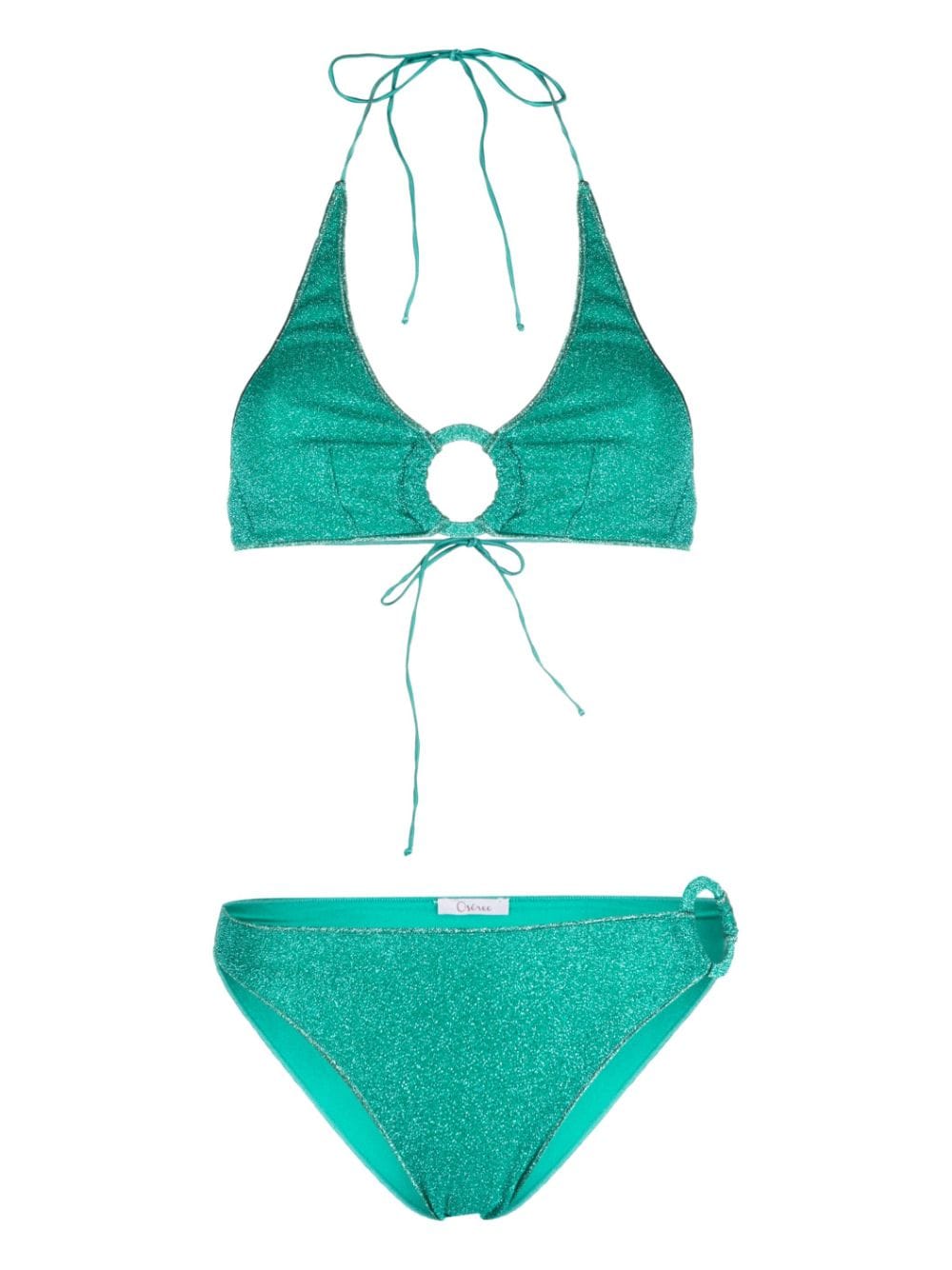 Oséree glitter-detail halterneck bikini set - Green von Oséree