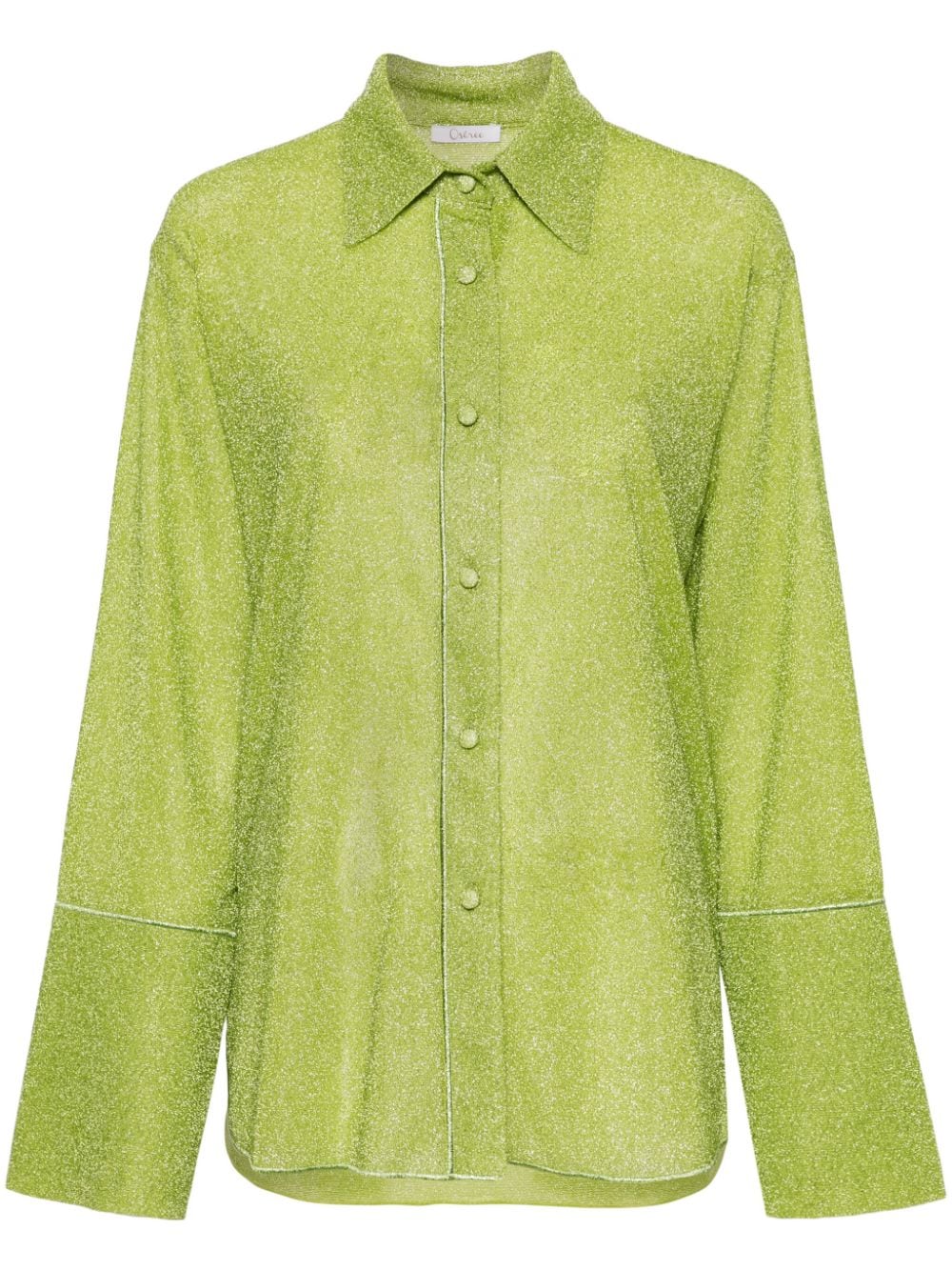 Oséree metallic-threading bell-sleeve shirt - Green von Oséree