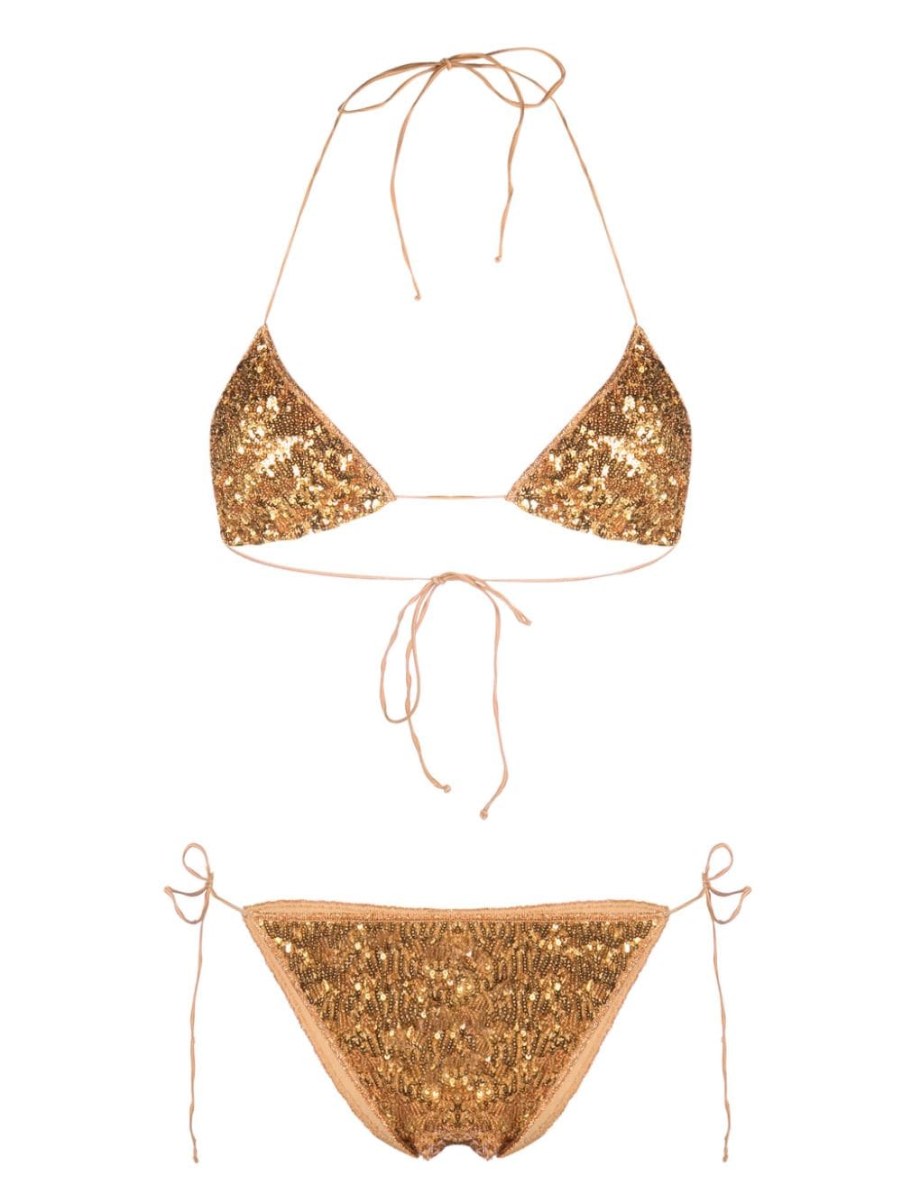 Oséree sequinned triangle bikini - Gold von Oséree