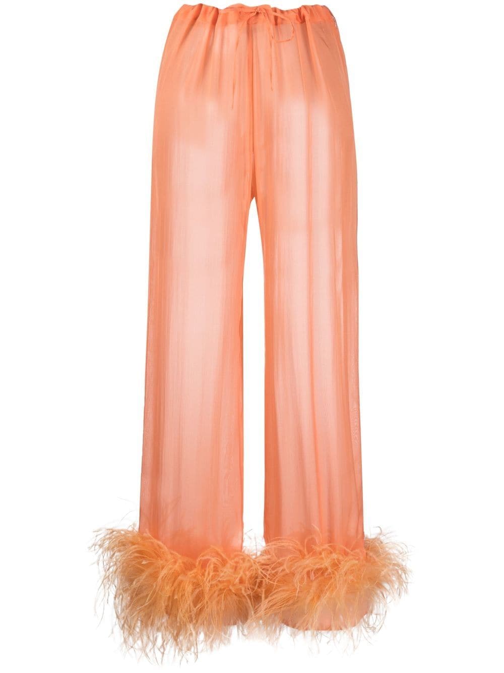 Oséree sheer feather-trim trousers - Orange von Oséree