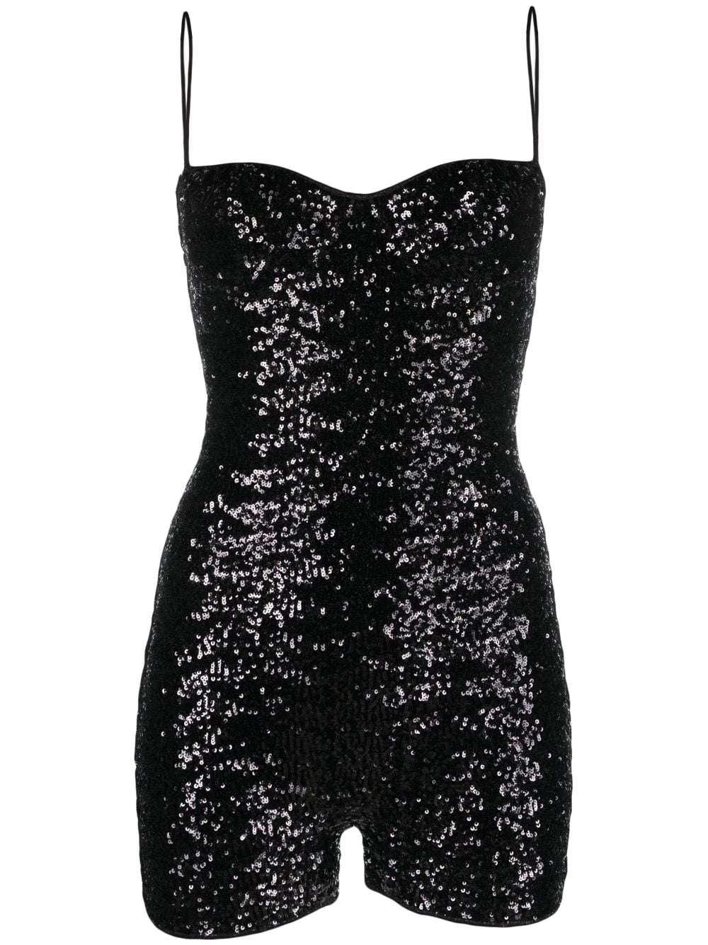 Oséree sweetheart-neck sequined playsuit - Black von Oséree