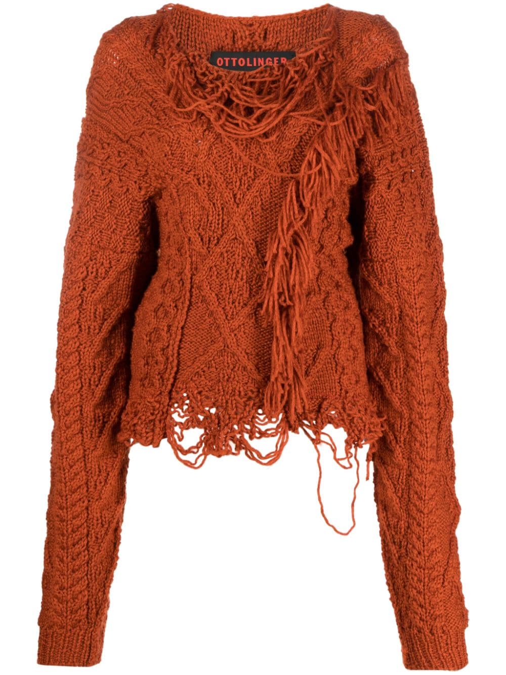 Ottolinger distressed-effect fringe-detail jumper - Orange von Ottolinger