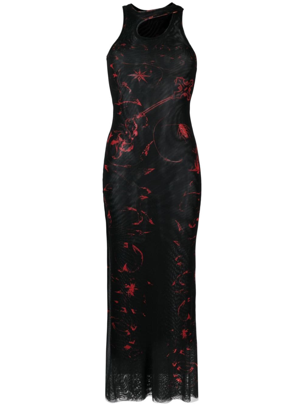 Ottolinger graphic-print semi-sheer maxi dress - Black von Ottolinger