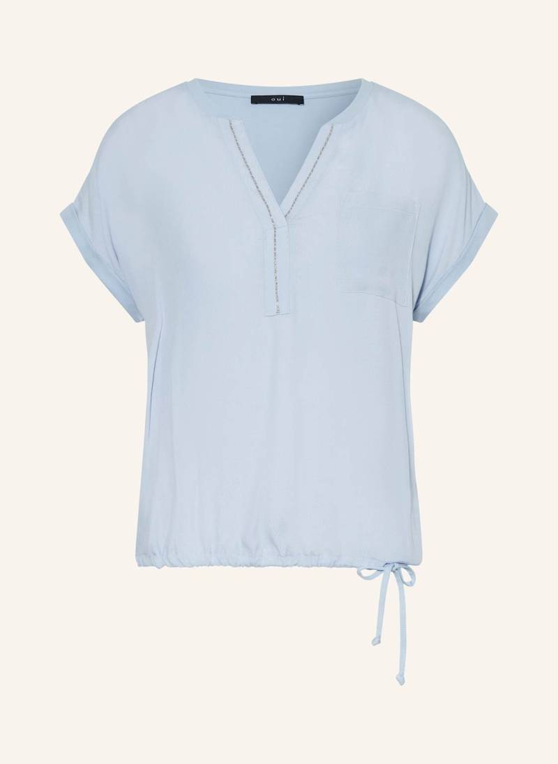 Oui Blusenshirt Mit Schmuckperlen blau von Oui
