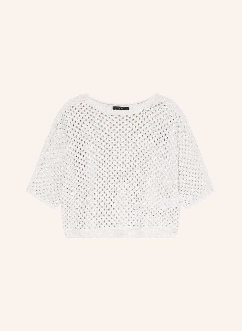 Oui Pullover Mit 3/4-Arm Und Glitzergarn silber von Oui