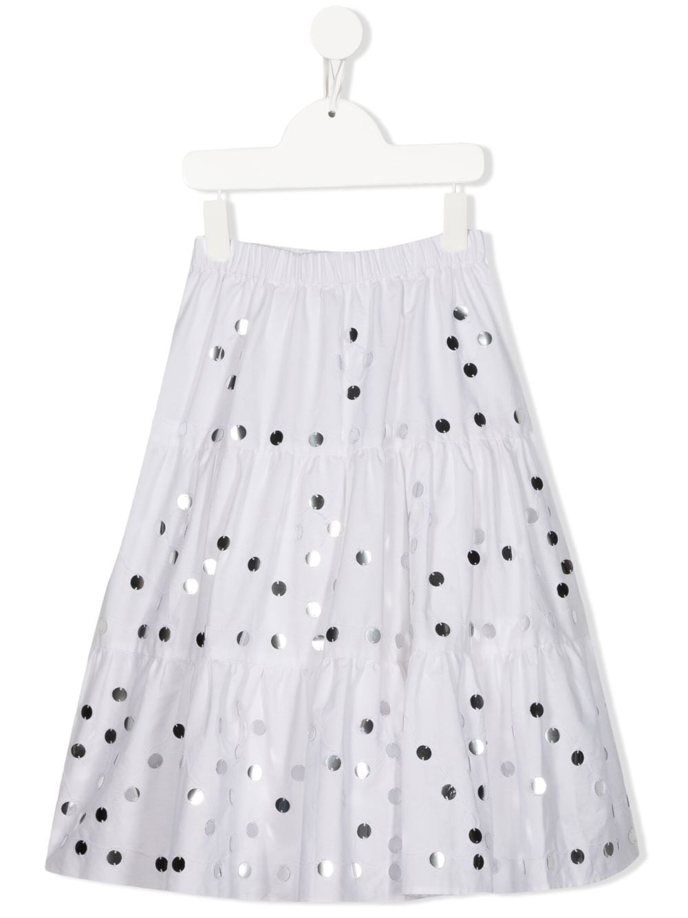 P.A.R.O.S.H. Cindera disc-embellished tiered skirt - White von P.A.R.O.S.H.