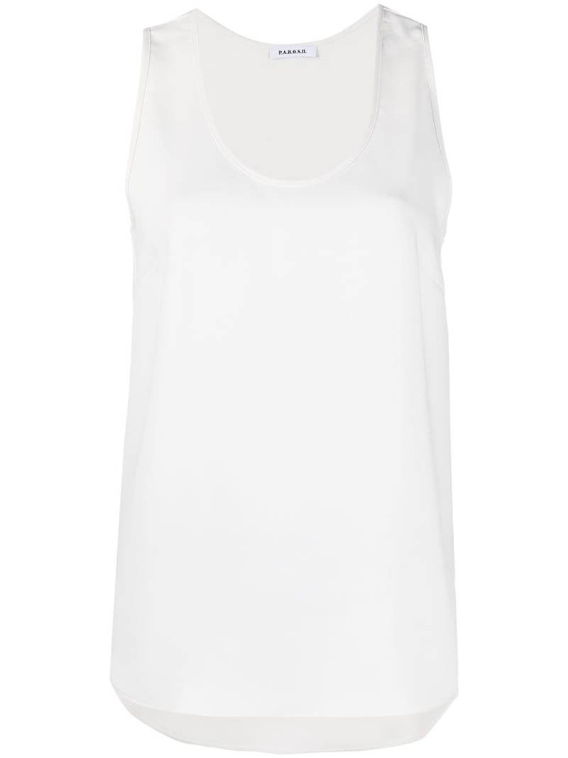 P.A.R.O.S.H. Panty scoop neck top - White von P.A.R.O.S.H.