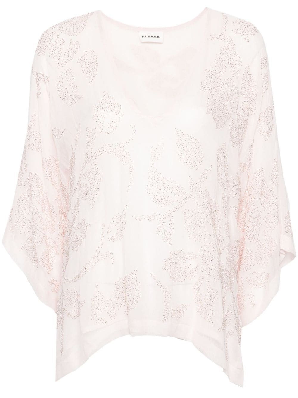 P.A.R.O.S.H. Rilda semi-sheer beaded T-shirt - Pink von P.A.R.O.S.H.