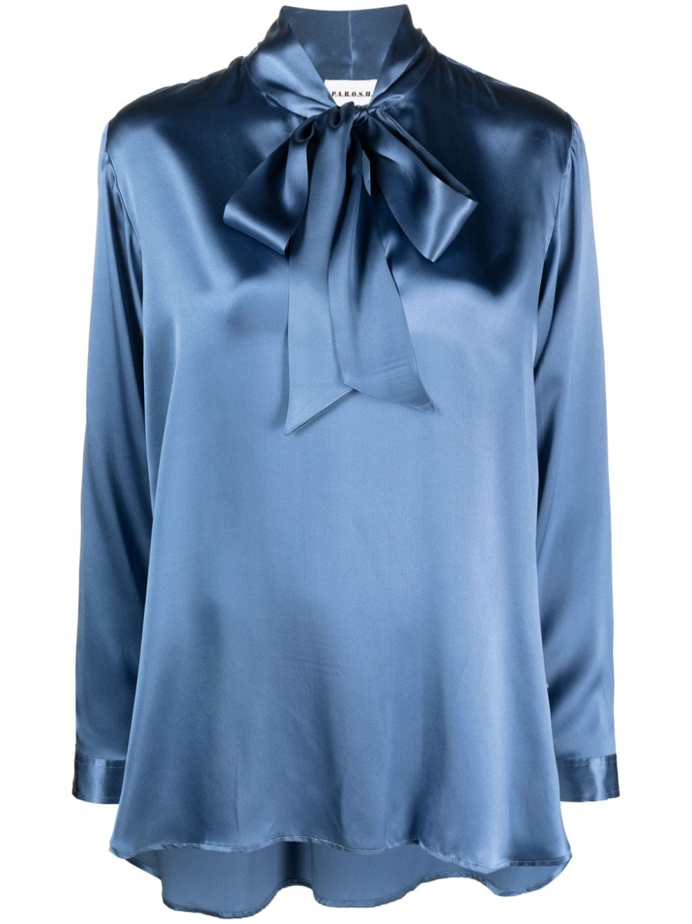 P.A.R.O.S.H. Stella gathered tie-neck silk blouse - Blue von P.A.R.O.S.H.