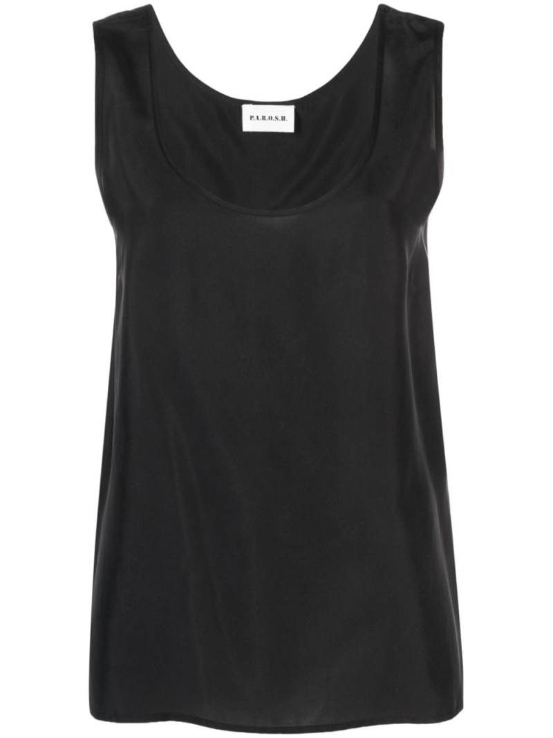 P.A.R.O.S.H. U-neck silk tank top - Black von P.A.R.O.S.H.