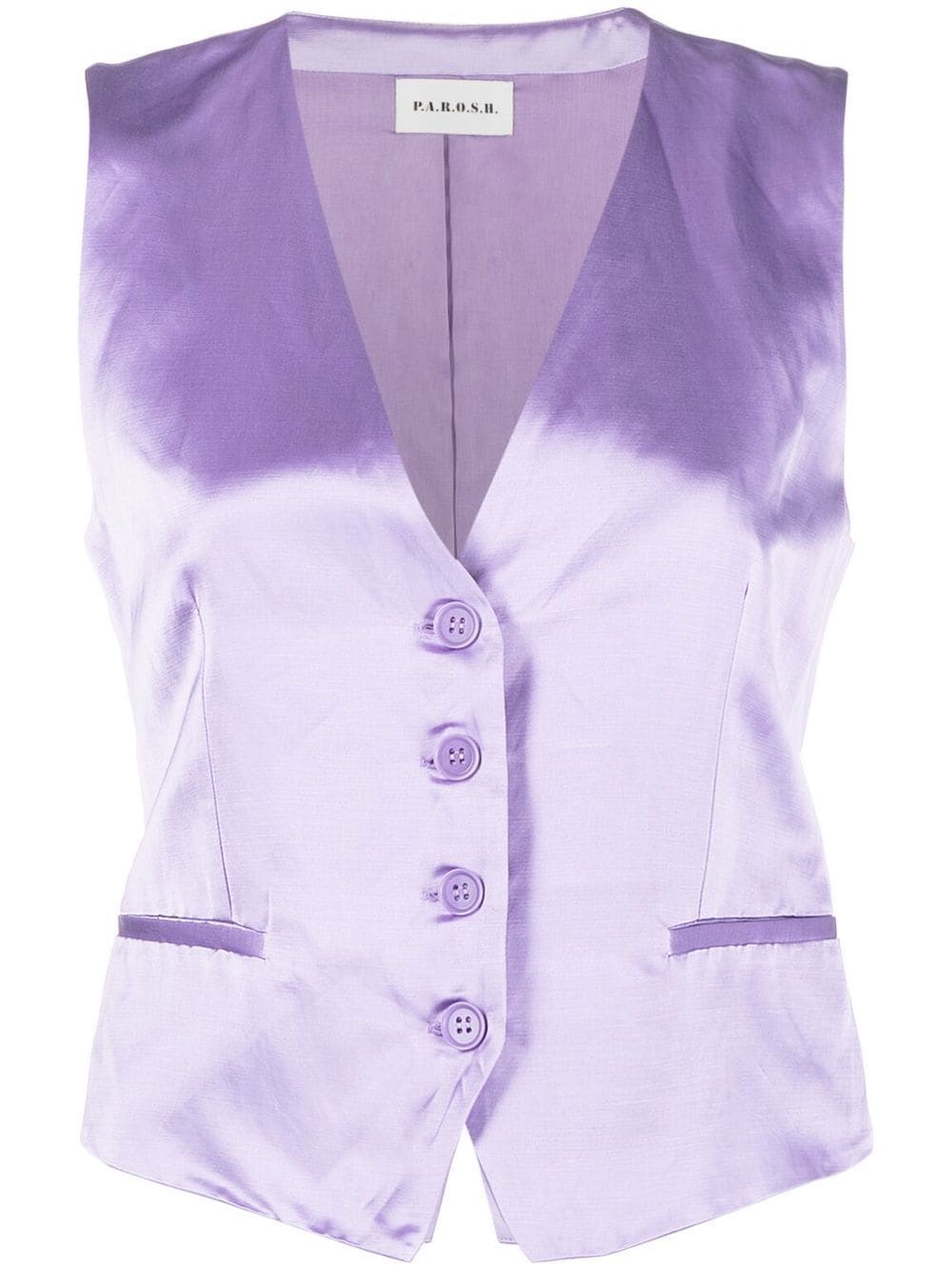 P.A.R.O.S.H. V-neck satin waistcoat - Purple von P.A.R.O.S.H.