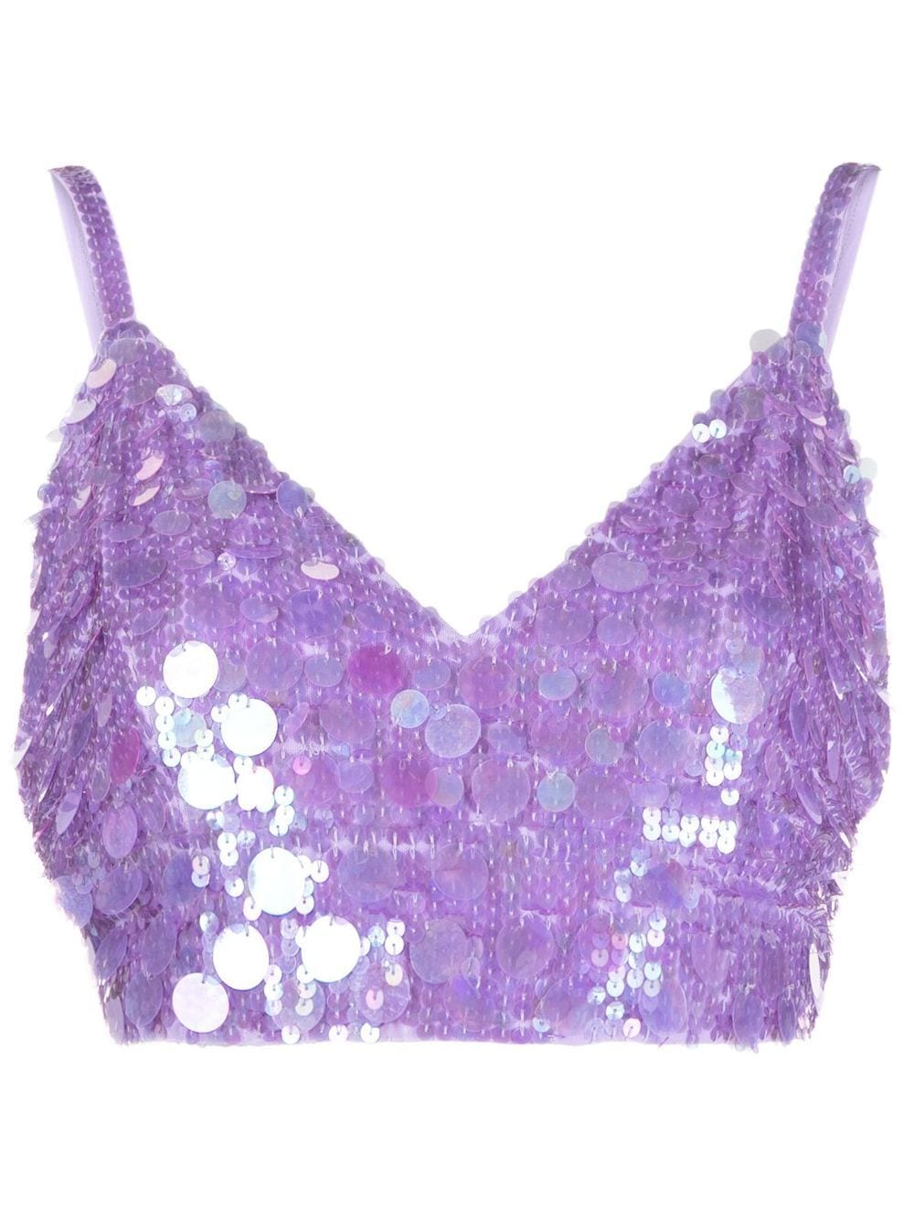 P.A.R.O.S.H. V-neck sequin embellished crop top - Purple von P.A.R.O.S.H.