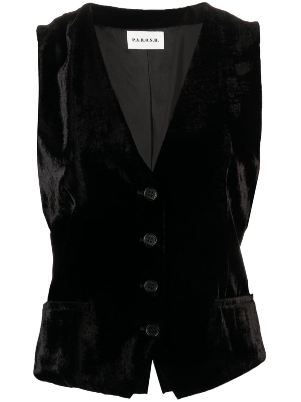 P.A.R.O.S.H. V-neck velvet waistcoat - Black von P.A.R.O.S.H.