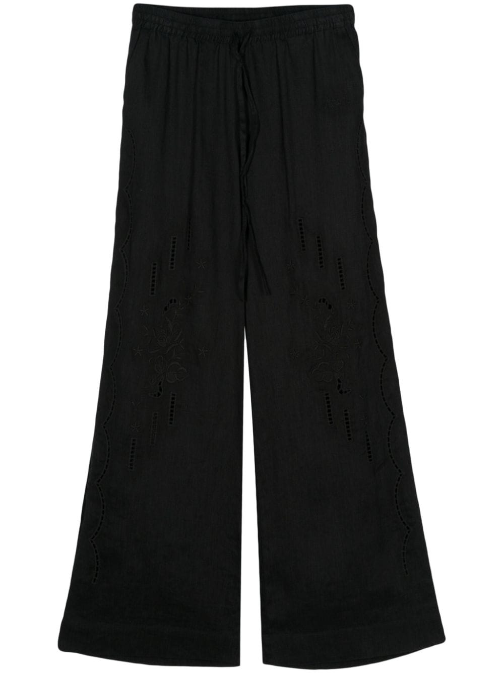 P.A.R.O.S.H. broderie-anglaise linen trousers - Black von P.A.R.O.S.H.