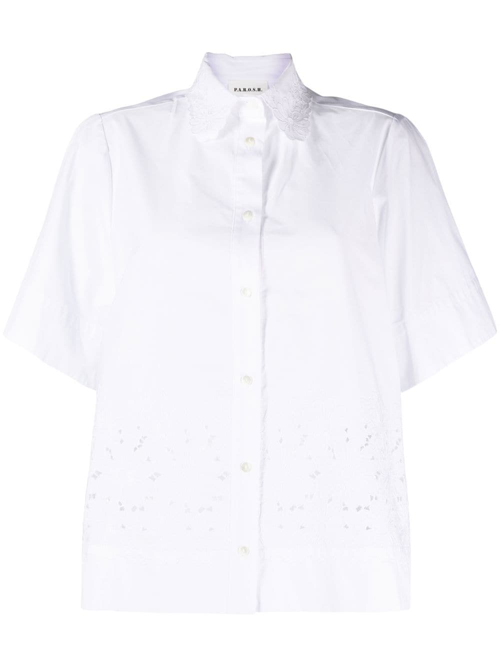 P.A.R.O.S.H. broderie-anglaise short-sleeve shirt - White von P.A.R.O.S.H.