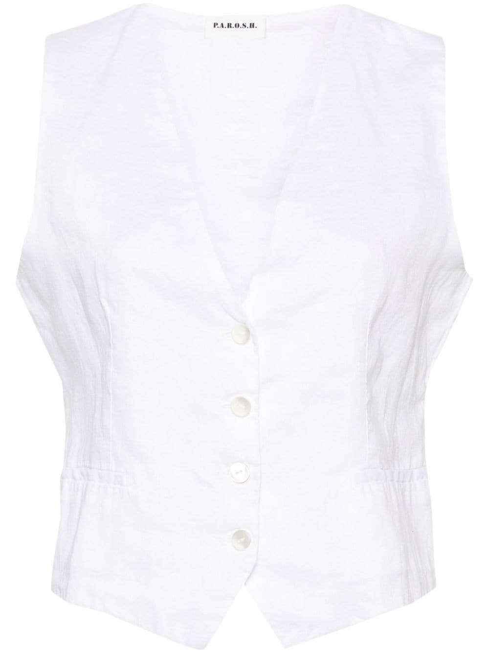 P.A.R.O.S.H. button-up linen gilet - White von P.A.R.O.S.H.