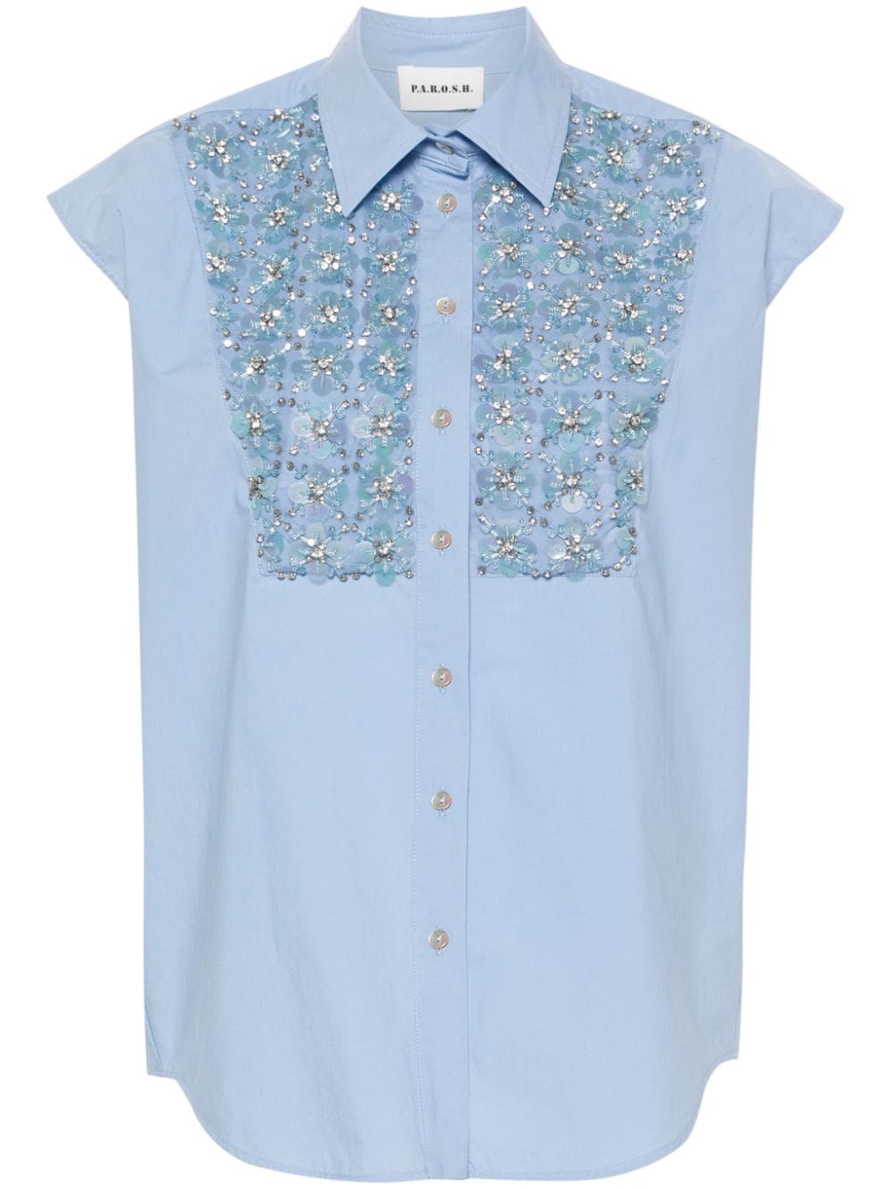 P.A.R.O.S.H. crystal-embellished cotton shirt - Blue von P.A.R.O.S.H.