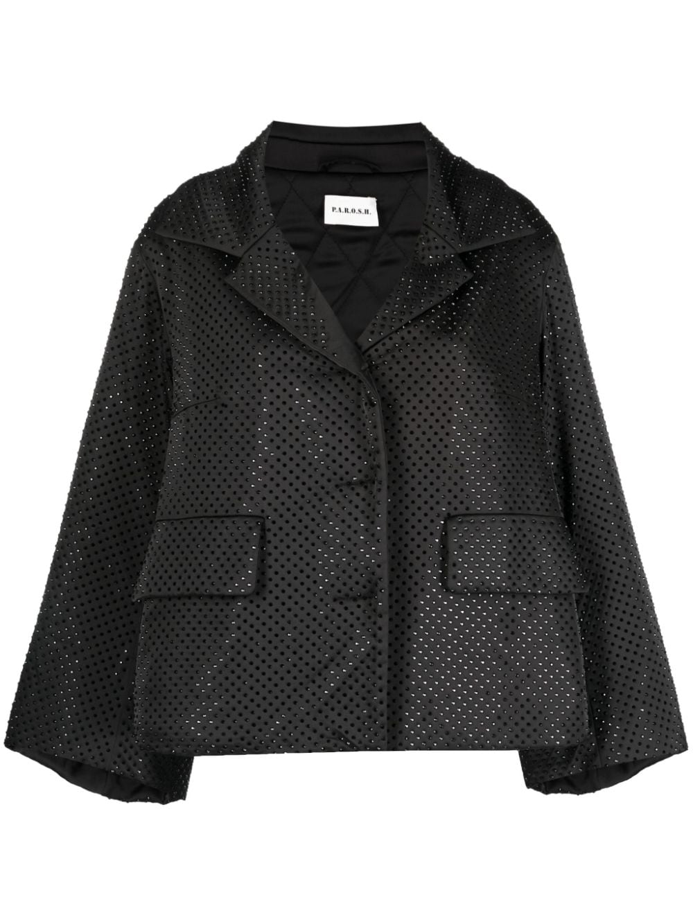 P.A.R.O.S.H. crystal-embellished notched-lapel jacket - Black von P.A.R.O.S.H.
