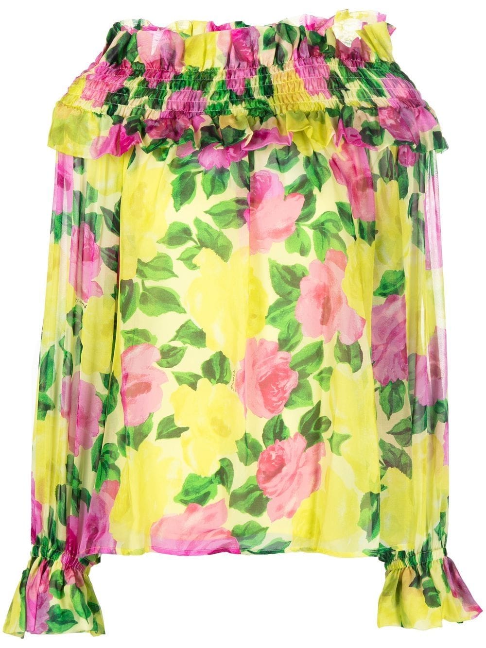 P.A.R.O.S.H. floral-print long-sleeved blouse - Yellow von P.A.R.O.S.H.