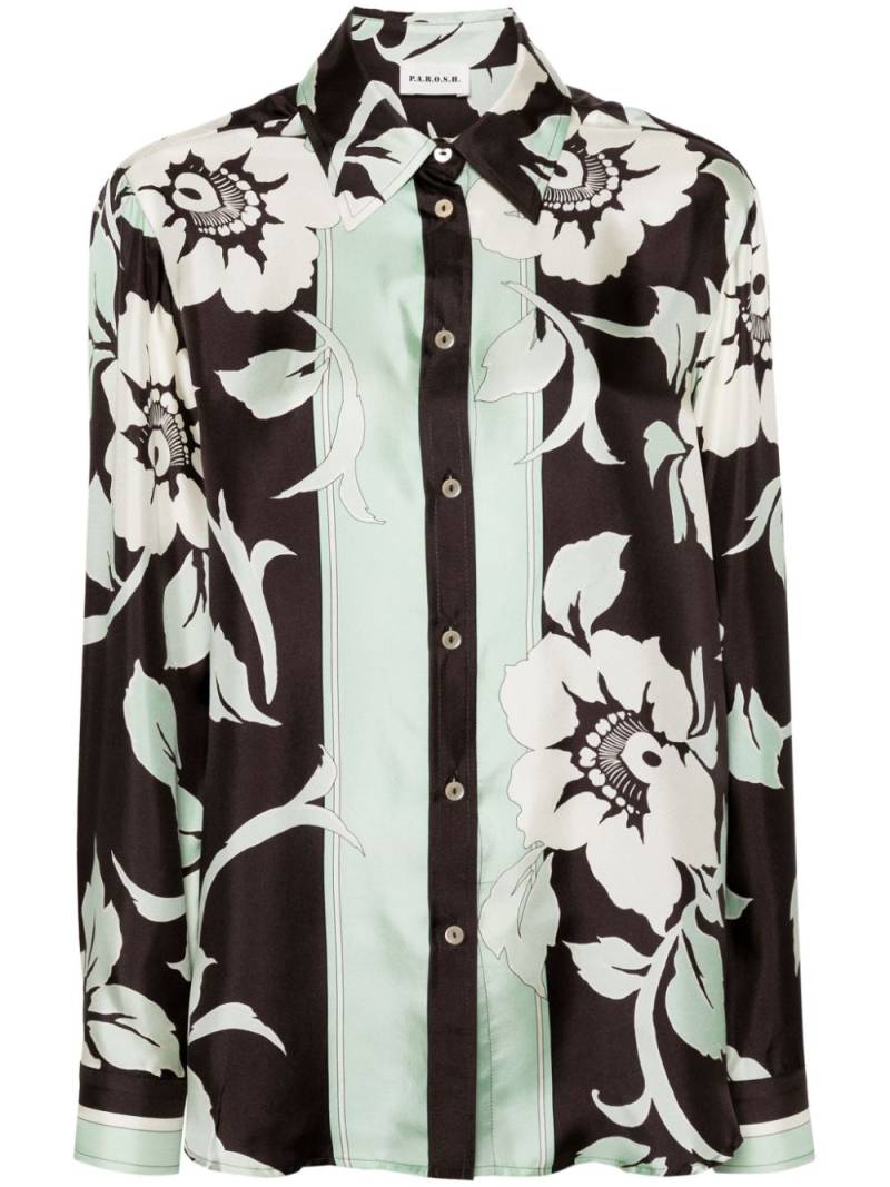 P.A.R.O.S.H. floral-print silk shirt - Brown von P.A.R.O.S.H.