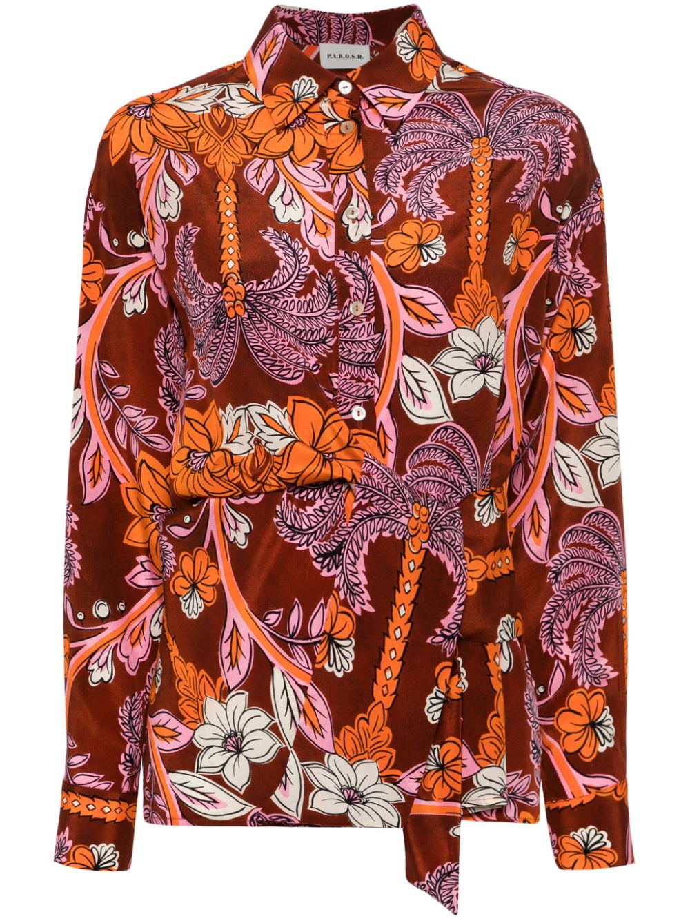 P.A.R.O.S.H. floral-print silk shirt - Orange von P.A.R.O.S.H.