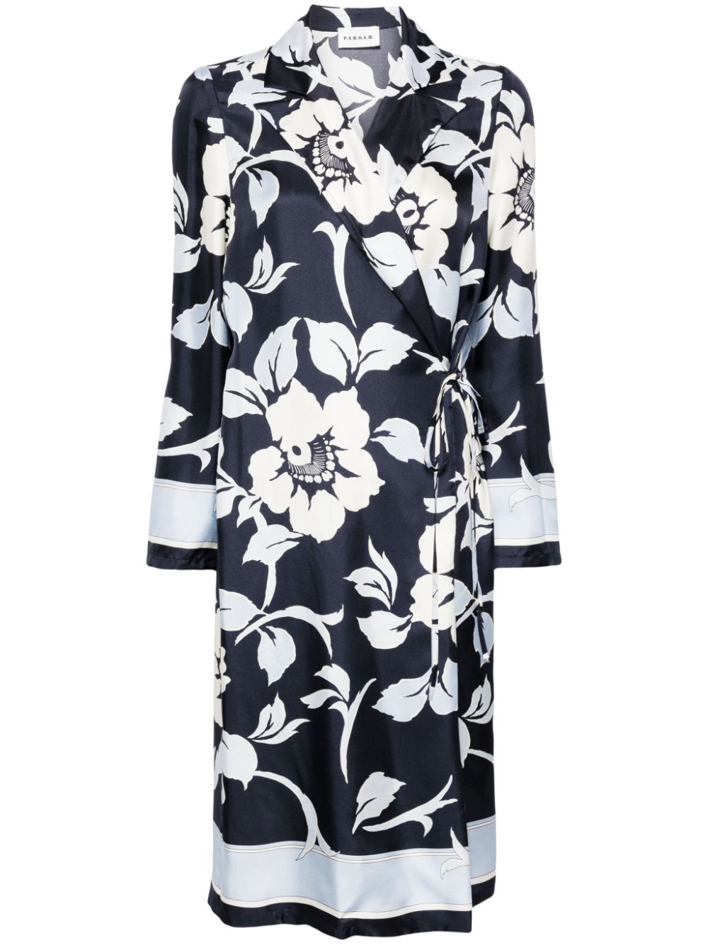 P.A.R.O.S.H. floral-print silk shirtdress - Black von P.A.R.O.S.H.