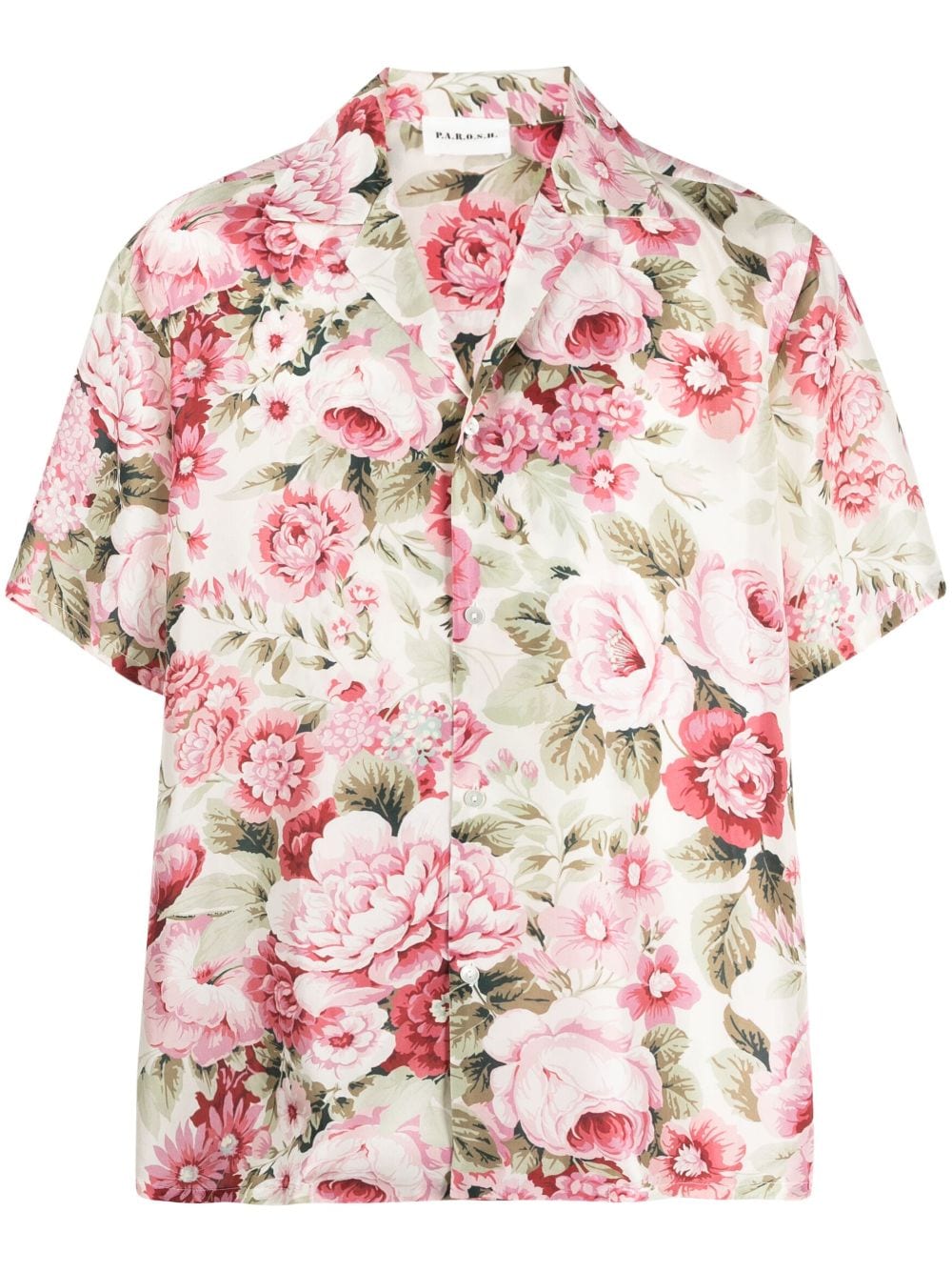 P.A.R.O.S.H. floral-print silk short-sleeve shirt - Neutrals von P.A.R.O.S.H.
