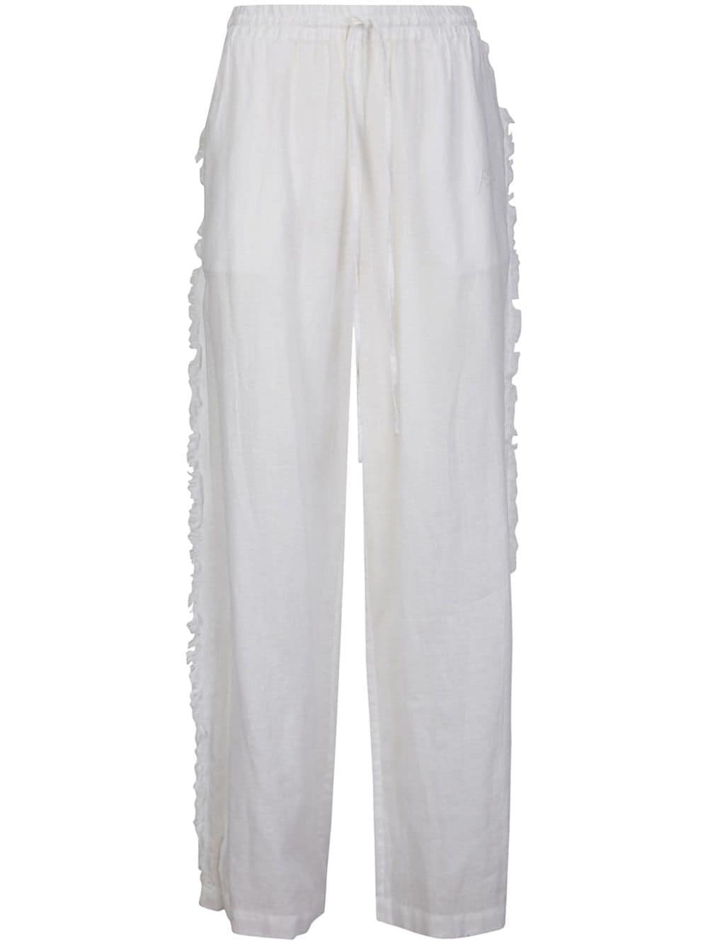 P.A.R.O.S.H. frayed linen trousers - White von P.A.R.O.S.H.